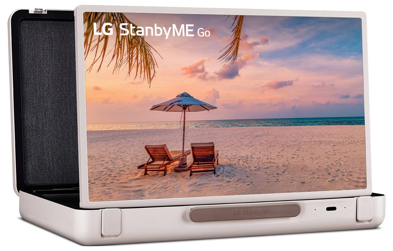 LG Electronics StanbyME Go (27LX5QKNA) LCD-TV 68cm 27 Zoll EEK E (A - G) Akkubetrieb, Full HD, Smart TV, WLAN Beige