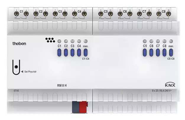 Ein Schaltkasten mit verschiedenen elektronischen Komponenten, nummeriert und beschriftet von C1 bis C8, innerhalb eines elektrischen Systems.
