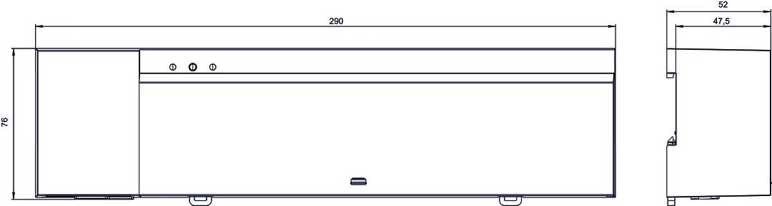 Montagezeichnung: zeigt die korrekten Maße und Abstände für ein Möbelstück; horizontale Linien und Maße mit der Zahl '290'.