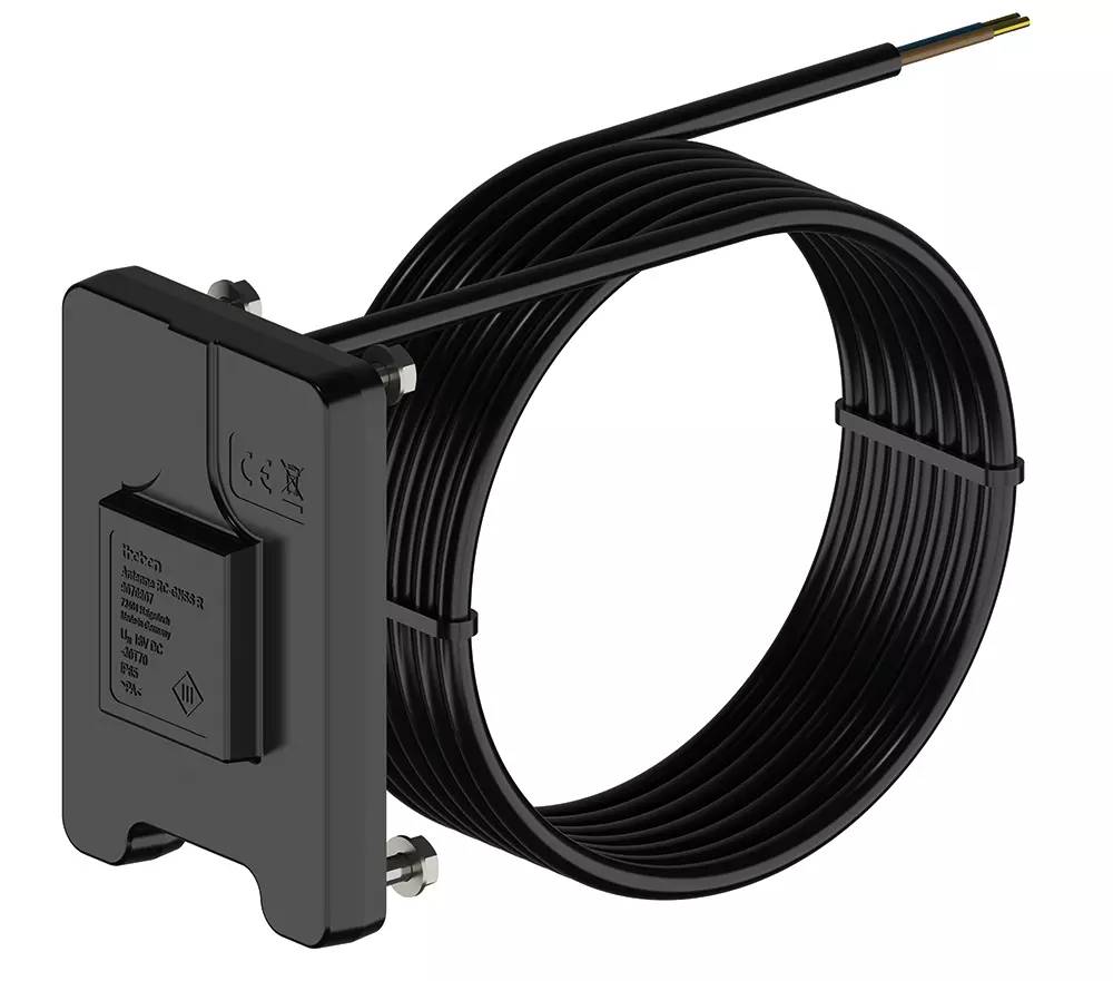 Ein schwarzer Induktionsschleifensensor mit einem langen Kabel, geeignet für die Erkennung von Fahrzeugen oder metallischen Objekten.