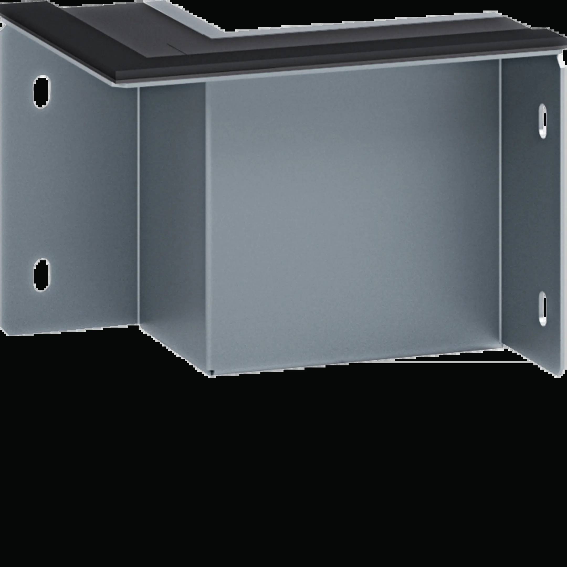 Ein winkelverbindendes Metallteil mit zwei Löchern auf jeder Seite, das zur Stabilisierung von Konstruktionen verwendet wird.