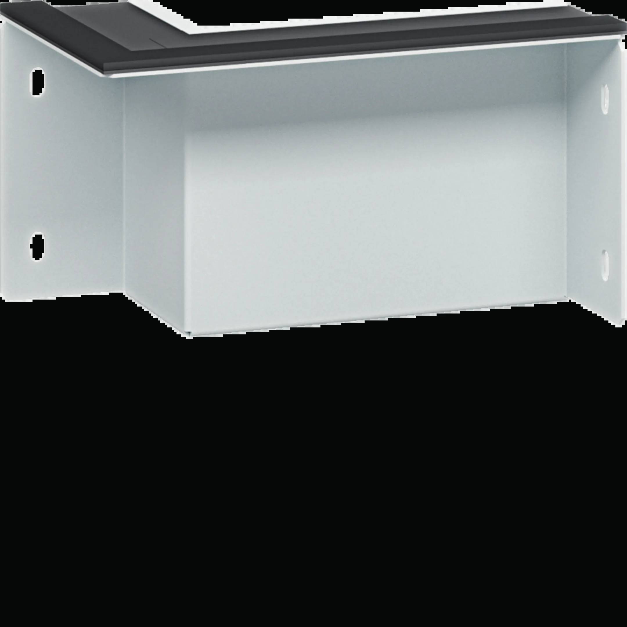 Metallwinkel mit zwei Löchern auf jeder Seite, wahrscheinlich zur Befestigung in Ecken oder Kanten verwendet.