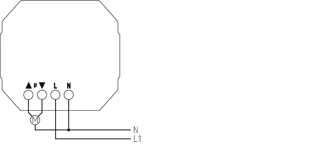 Diagramm zeigt Oktagon mit Unterbrechung, enthaltene Linien sind markiert mit 'N' für Neutralleiter und 'L1' für Phase.