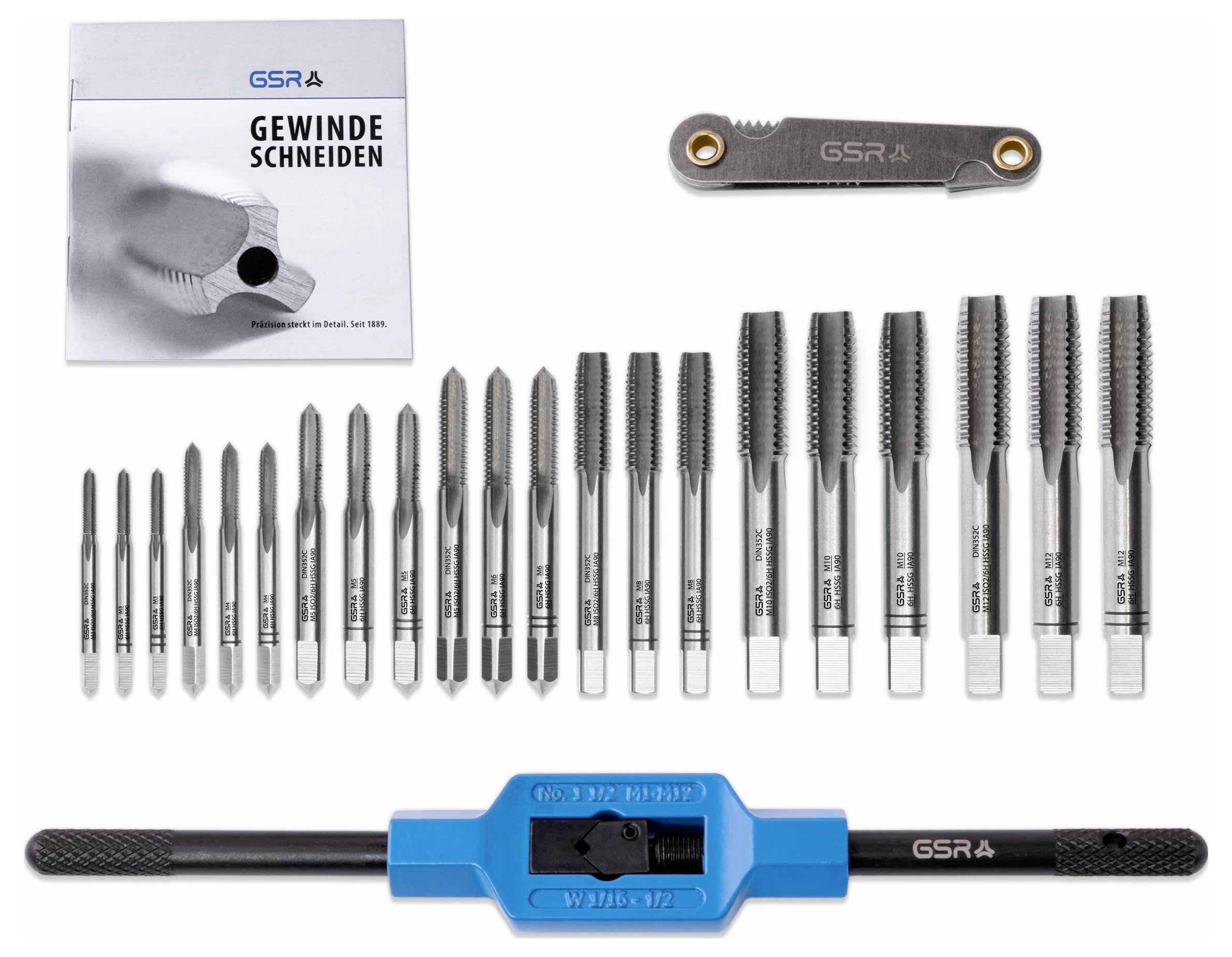 GSR 00708050 Gewindeschneidsatz 23teilig metrisch M3 - M12 DIN 352, DIN 1814 HSS-G 1 St.