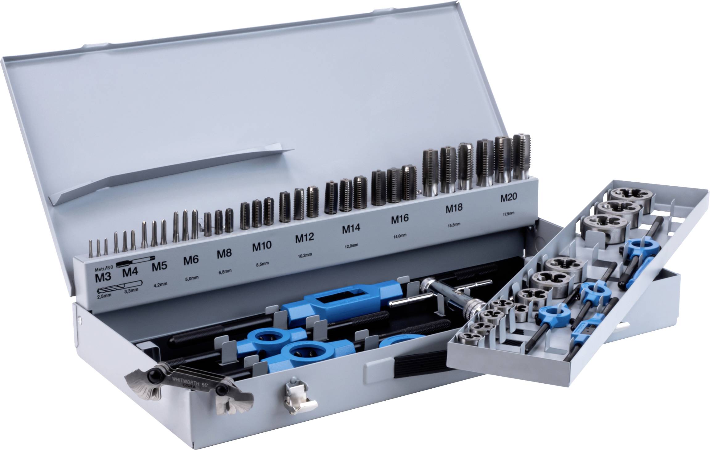 GSR 00708090 Gewindeschneidsatz 56teilig HSS-G metrisch M3 - M18, M20