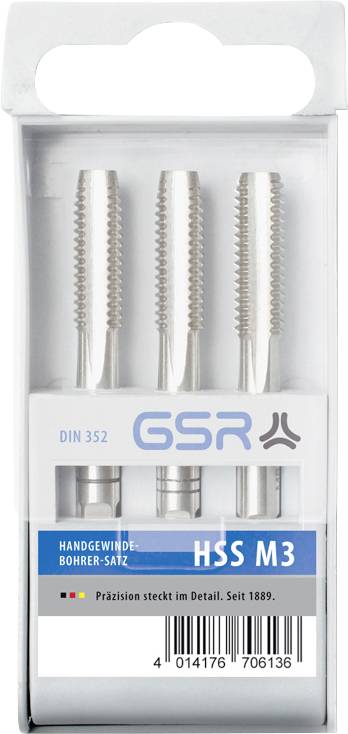 GSR 00706190 Handgewindebohrer-Set 3teilig metrisch M6 1 Rechtsschneidend DIN 352 HSS-G 1St.