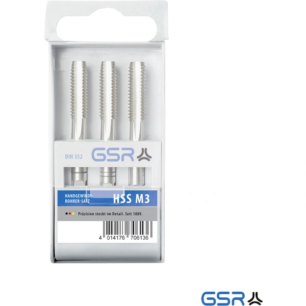 GSR 00706250 Handgewindebohrer-Set 3teilig metrisch M12 1.75 Rechtsschneidend DIN 352 HSS-G 1St. GSR 00706250 Handgewindebohrer-Set 3teilig metrisch M12 1.75 Rechtsschneidend DIN 352 HSS-G 1St.