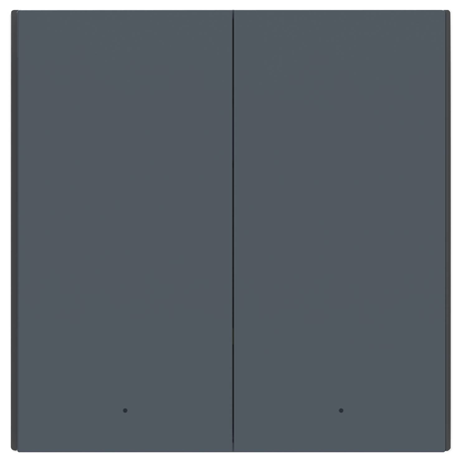 Ein dunkelgrauer, geschlossener Schrank mit zwei Türen, mittig im Bild. Keine sichtbaren Griffe oder dekorative Elemente.