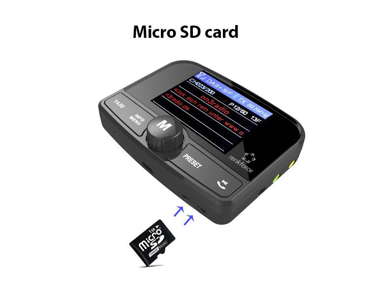 Renkforce RF-CRDAB-100 DAB+ Empfänger Saugnapfhalterung, Bluetooth Musikstreaming