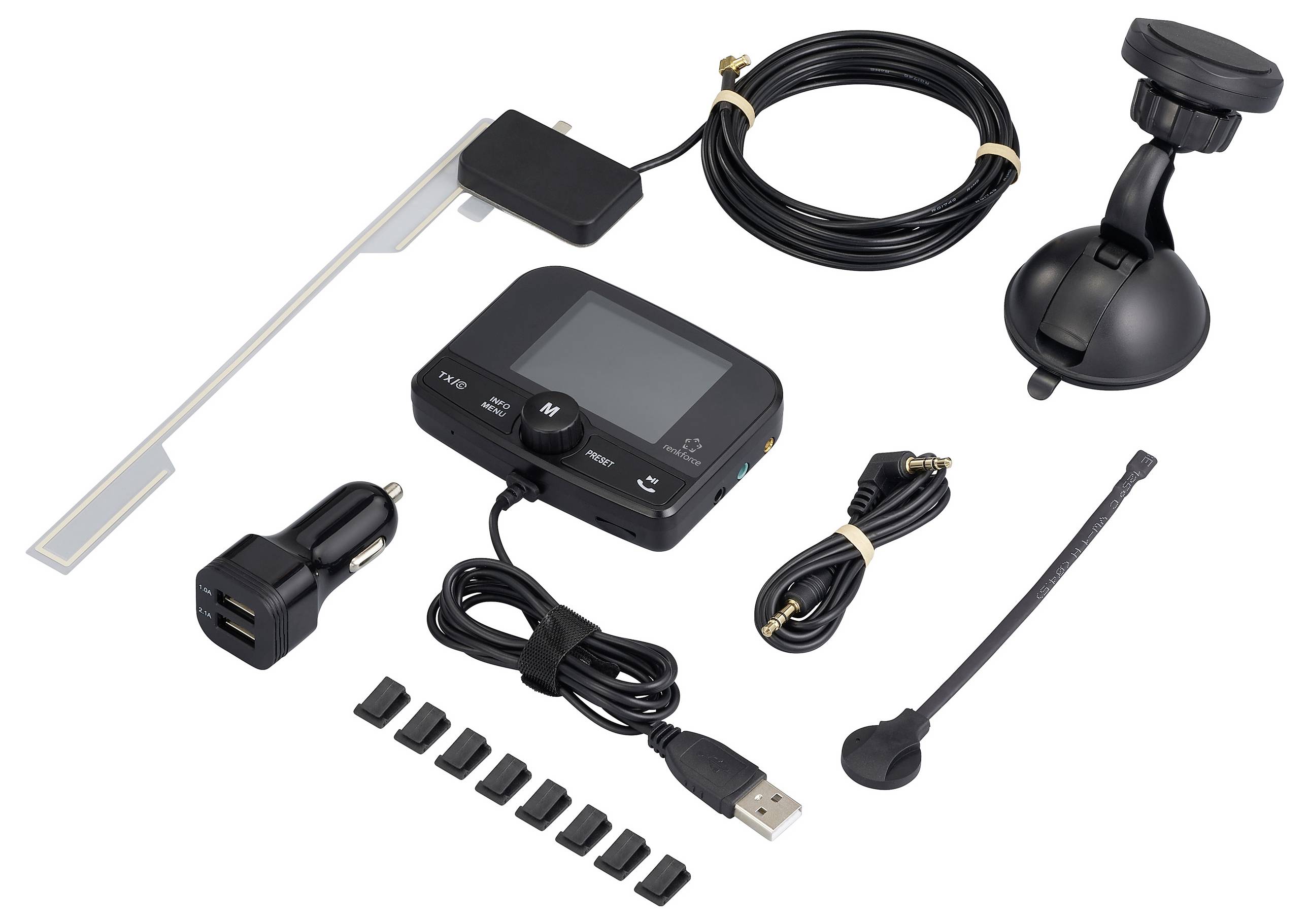 Renkforce RF-CRDAB-100 DAB+ Empfänger Saugnapfhalterung, Bluetooth Musikstreaming