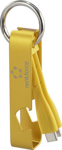 Renkforce USB-Kabel USB 2.0 USB-C® Stecker 0.15 m Gelb Schlüsselanhänger, Flaschenöffner RF-67210