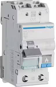 Ein zweipoliger Leitungsschutzschalter von Hager, Typ B16, geeignet für den Schutz von elektrischen Stromkreisen vor Überlast.