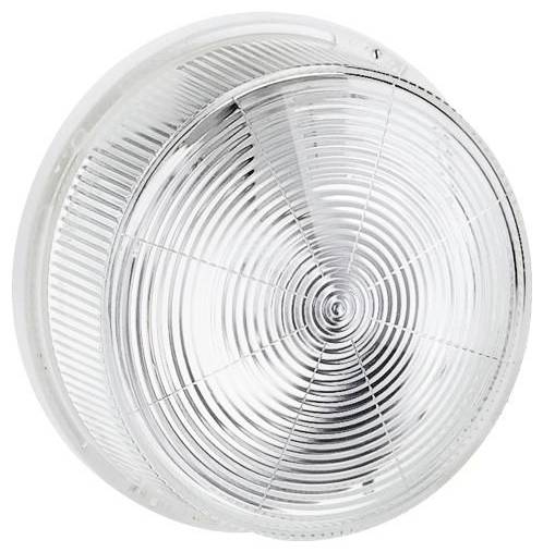 Runde, klare Glaskuppel mit konzentrischen Kreisen. Wahrscheinlich eine Lichtabdeckung oder Lampenschirm für Decken- oder Wandmontage.