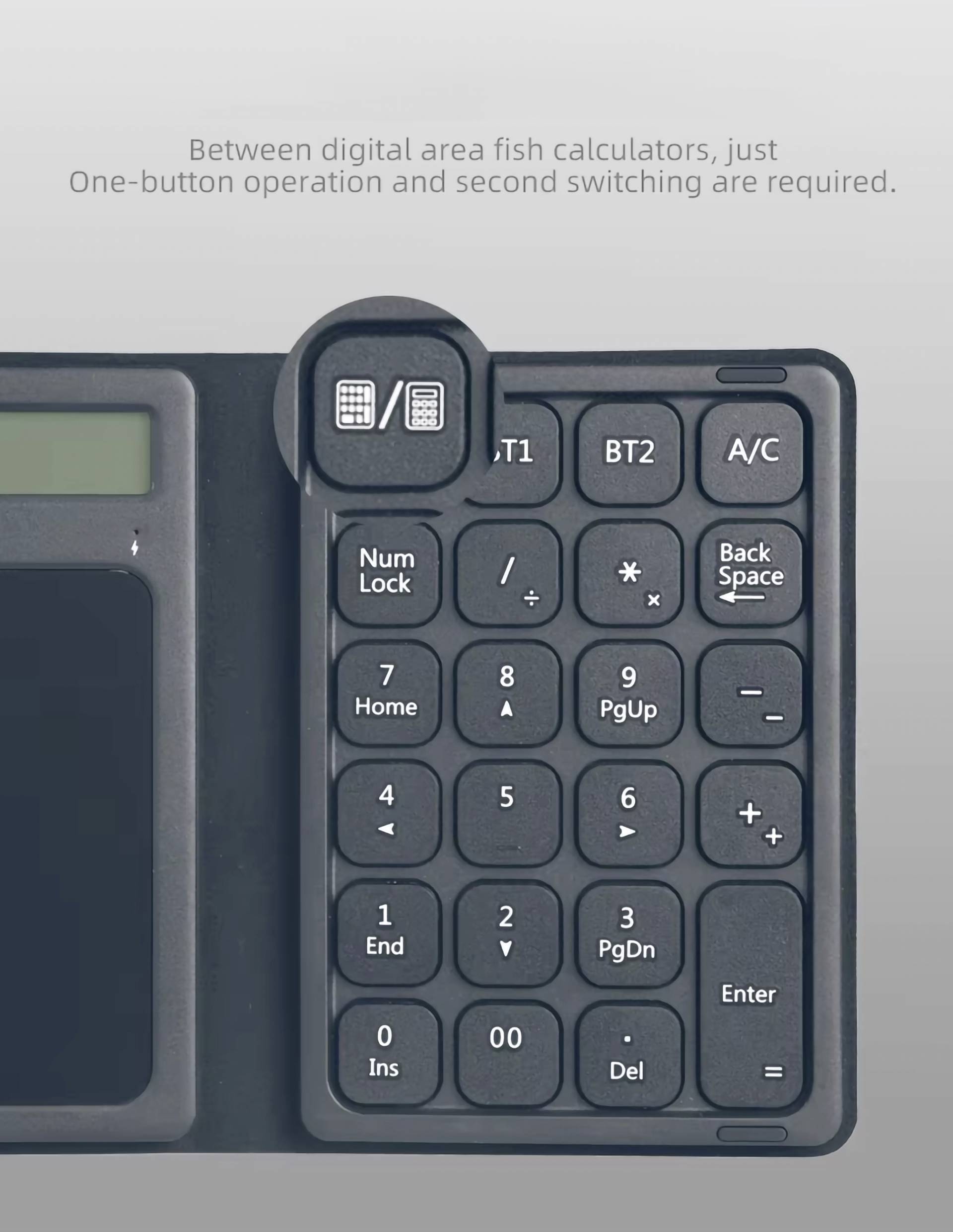 Renkforce RF-NK-300 Bluetooth® Nummernblock Faltbar, Geräuscharme Tasten, Integriertes Touchpad, Taschenrechnerfunktion Schwarz