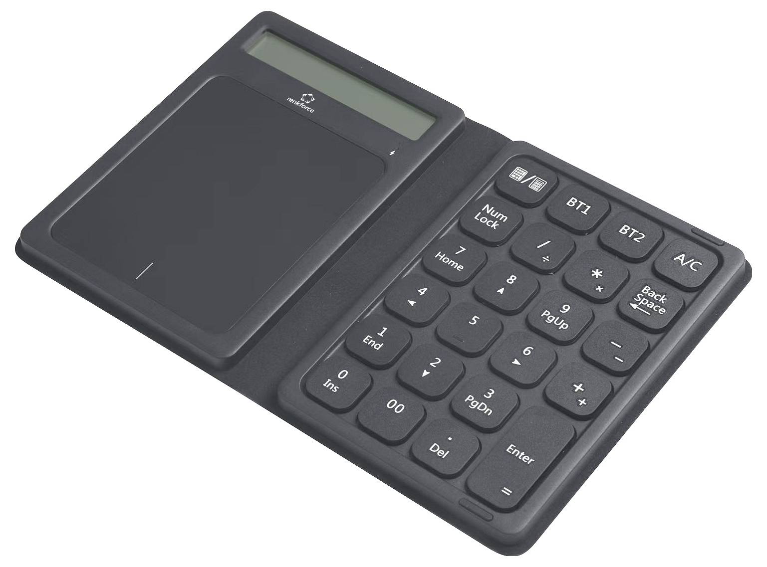 Renkforce RF-NK-300 Bluetooth® Nummernblock Faltbar, Geräuscharme Tasten, Integriertes Touchpad, Taschenrechnerfunktion Schwarz
