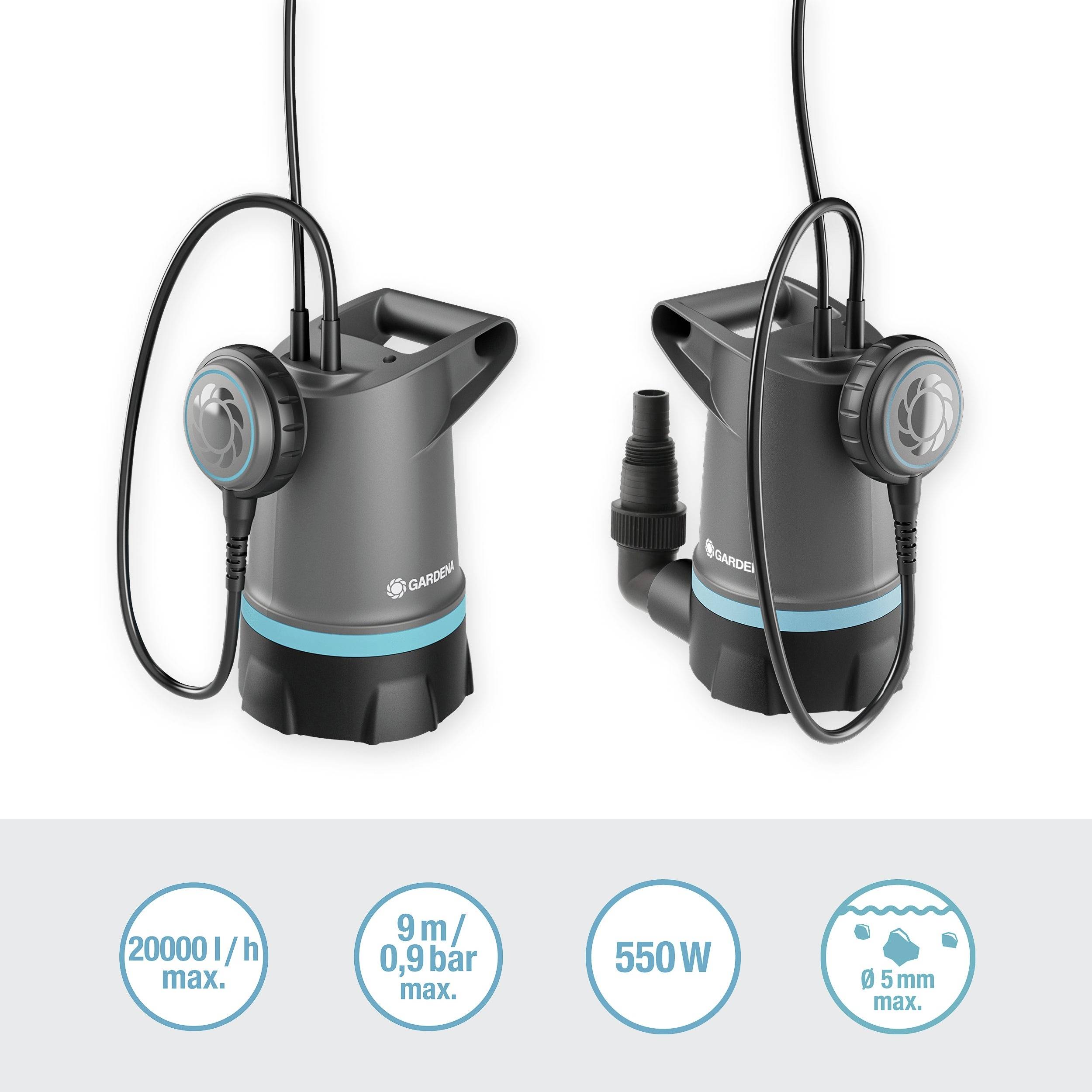 GARDENA 09016-47 2in1 Klarwasser-Tauchpumpe 20000 BASIC Klarwasser-Tauchpumpe 20000 l/h 9m