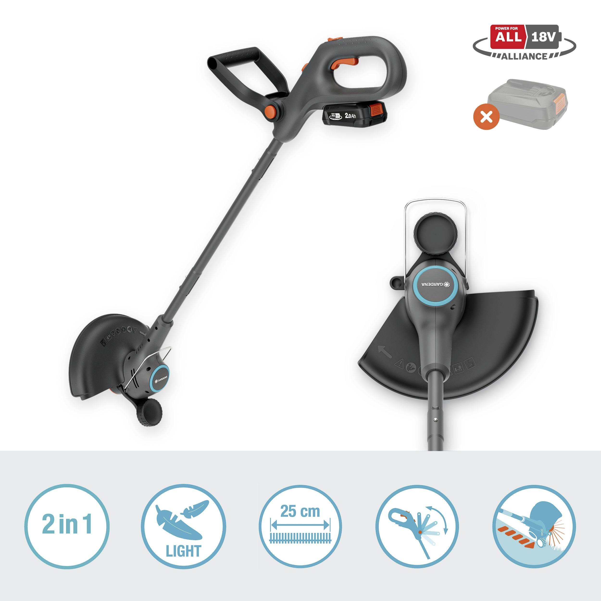 GARDENA Akku Akku-Rasentrimmer 18V Schnittbreite (max.): 25cm