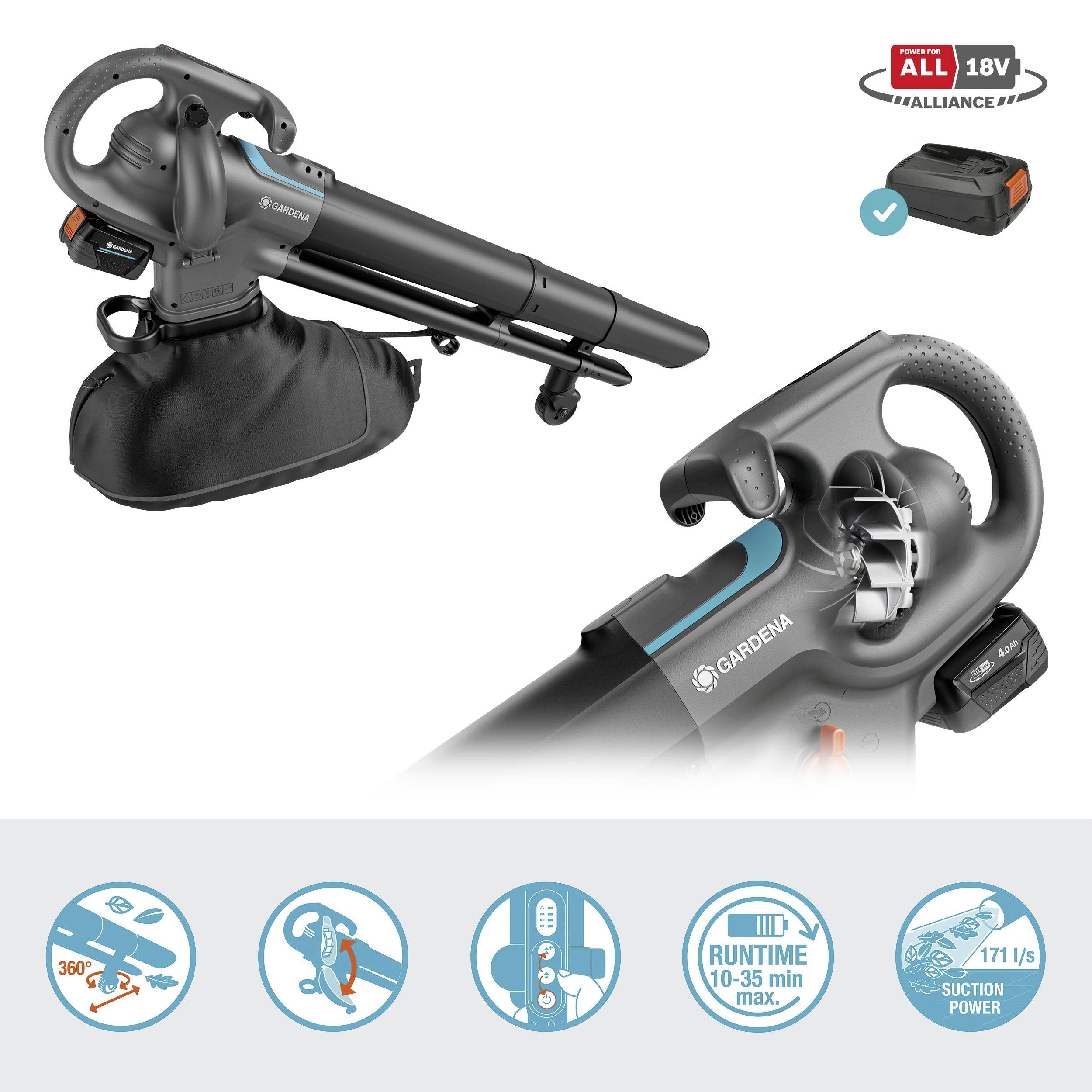 GARDENA 14895-20 PowerJetCollect Ready-To-Use Laubbläser inkl. Akku 18 V