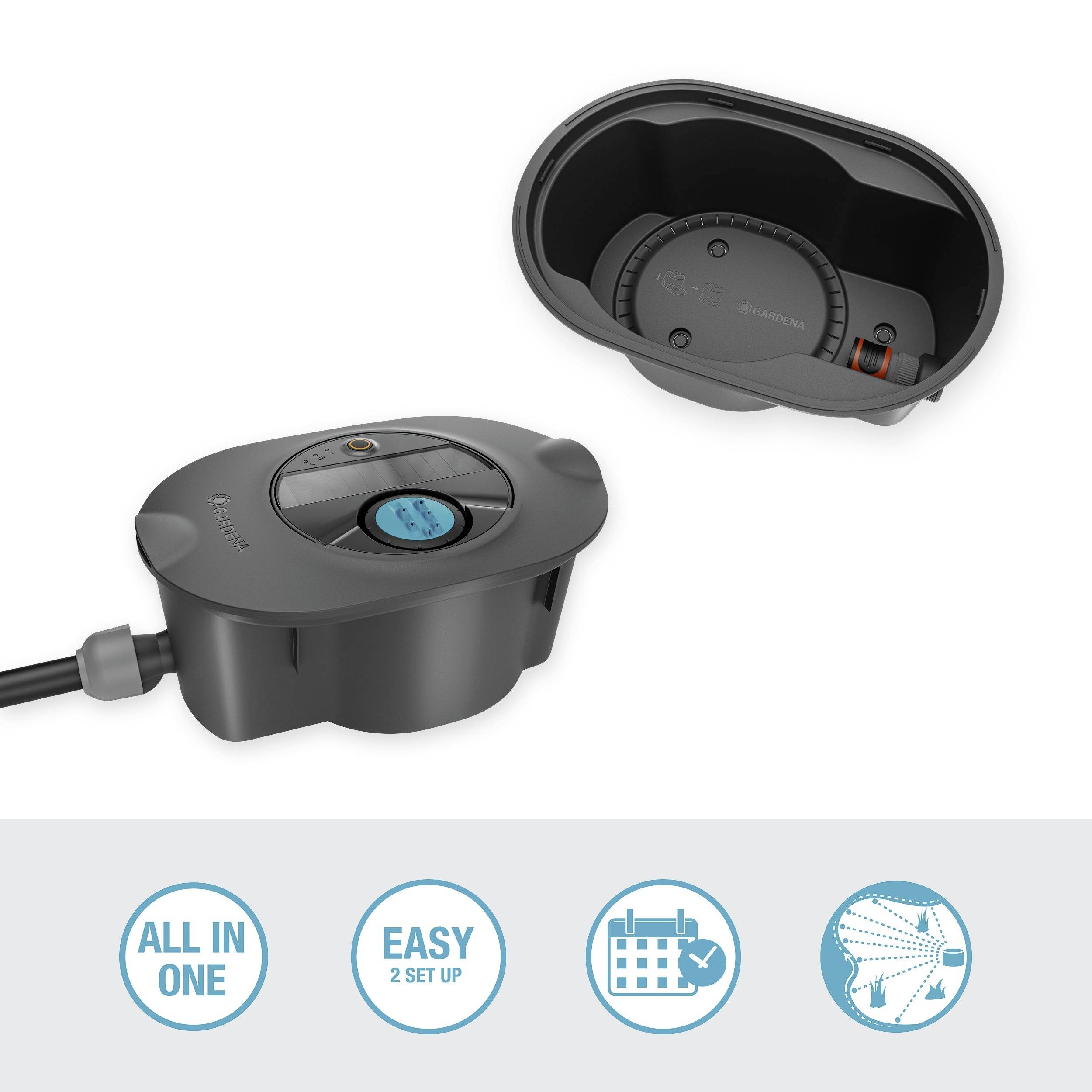 GARDENA 16001-20 Pipeline Bewässerungssystem AquaPrecise, solarbetrieben Bewässerungssteuerung