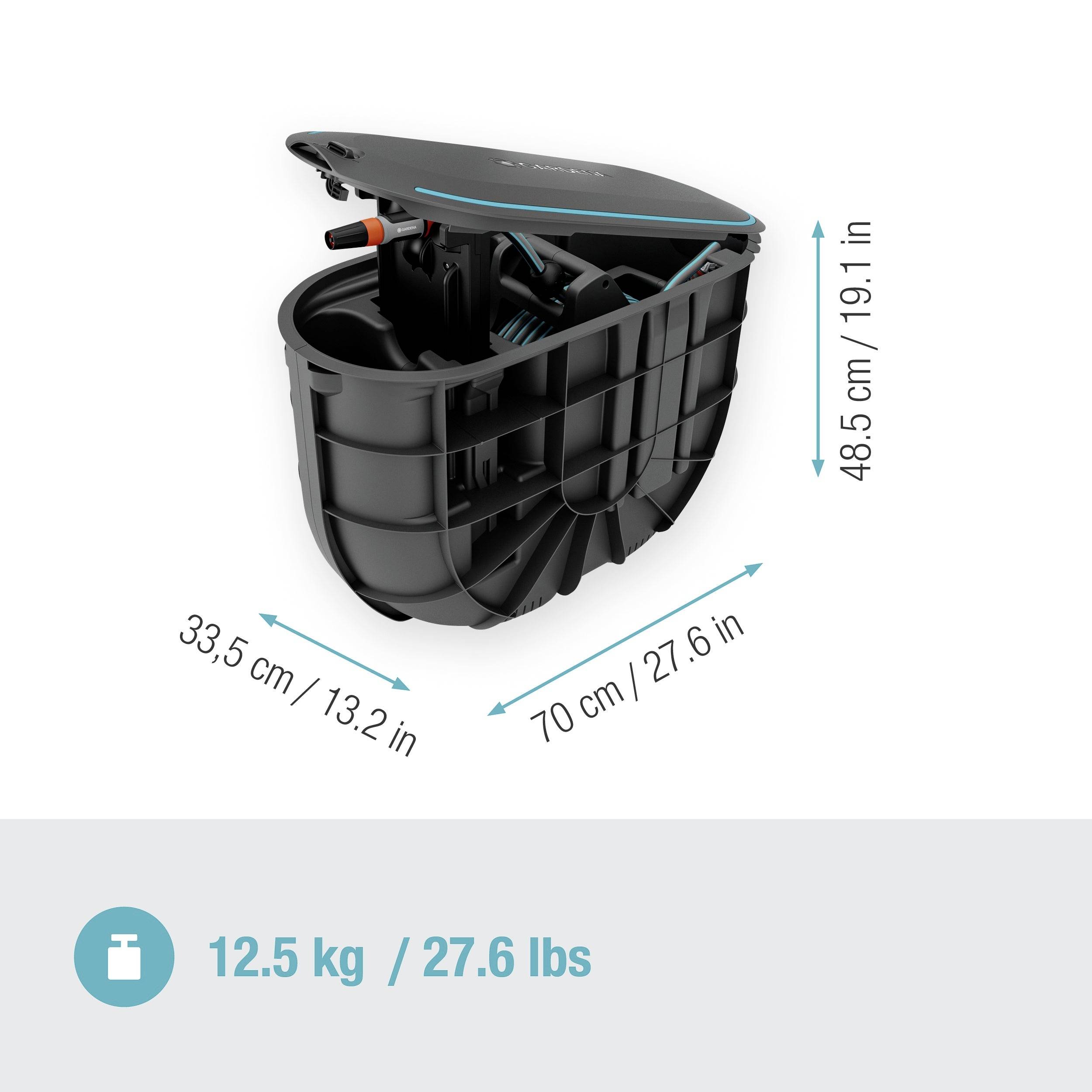 Mülltonne mit Deckel, 12,5 kg, Maße: 33,5 x 70 x 48,5 cm (13,2 x 27,6 x 19,1 in).