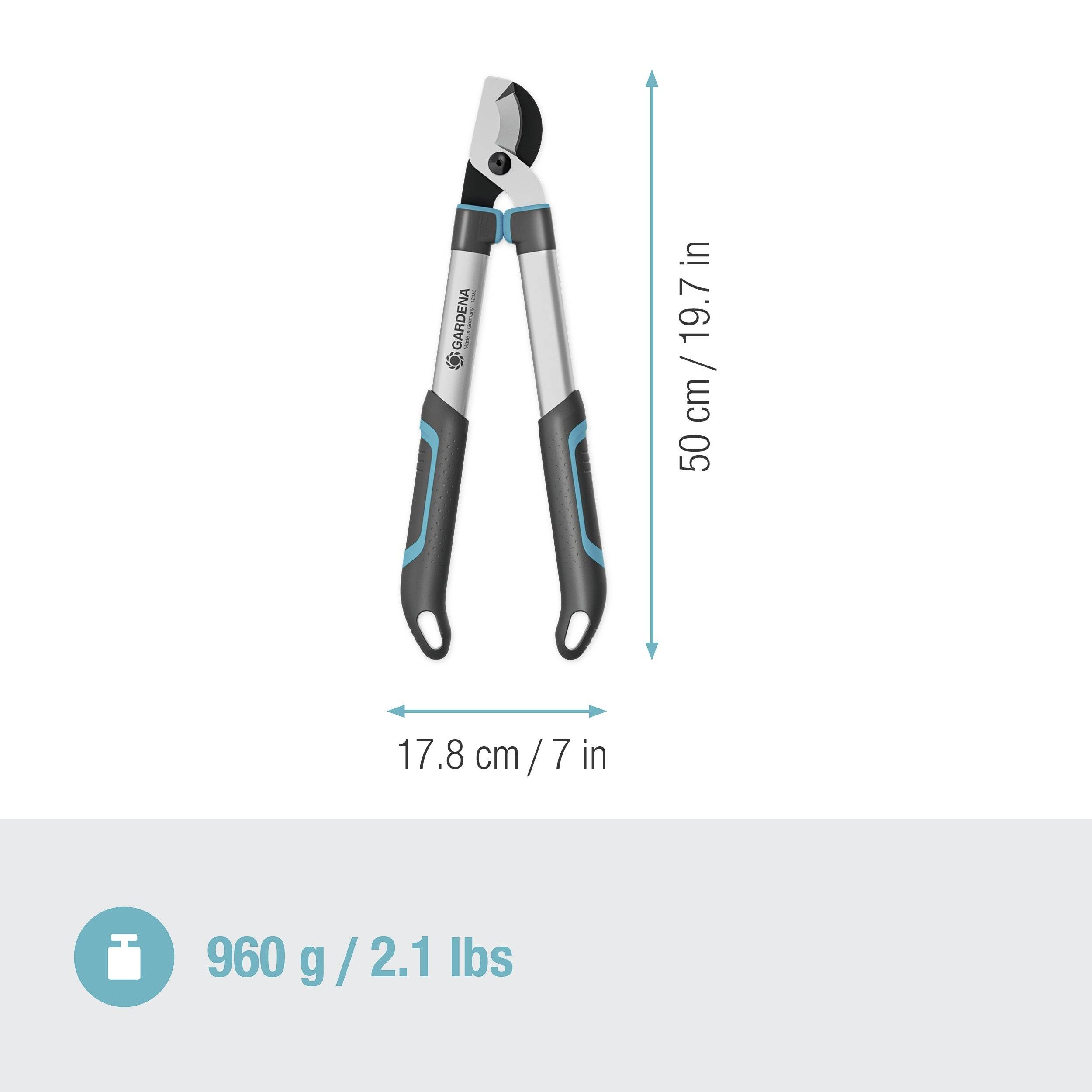 Baumschere mit ergonomischen Griffen, 50 cm lang. Geeignet für Gartenarbeiten. Gewicht: 960 g (2,1 lbs).