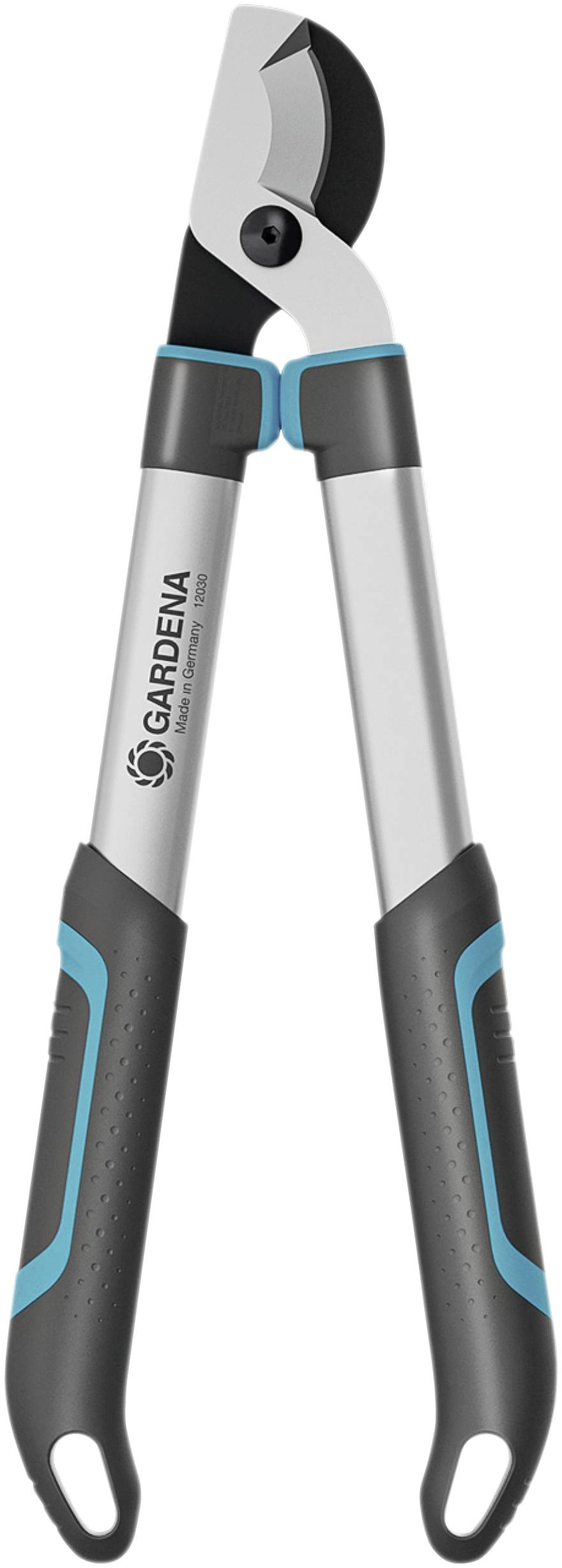 Gartenschere mit langem Griff; ergonomische Griffe in Schwarz und Blau; geeignet für das Schneiden von Ästen.