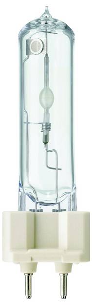 Ein Glasröhren-LED-Lampe mit zwei Stiften an der Basis, geeignet für Beleuchtung in technischen Anwendungen.