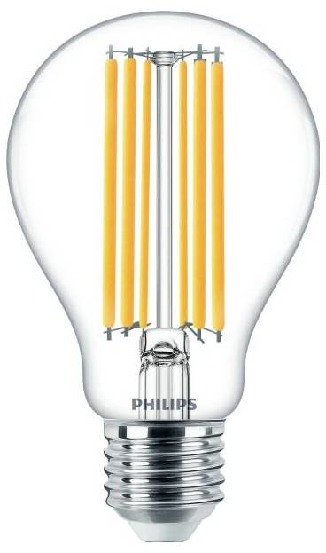 Eine Glühbirne von Philips mit sichtbarem Filament im Inneren, designed für LED-Beleuchtung. Geeignet für energiesparende Anwendungen.