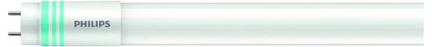 Weiße fluoreszierende Röhre mit der Aufschrift 'Philips' und zwei Metallstiften an einem Ende.