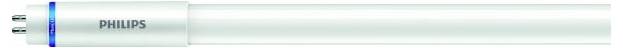 Eine weiße Leuchtstoffröhre mit blauer Kappe und der Aufschrift 'PHILIPS' an der Seite.