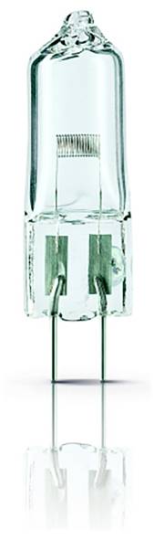 Eine klare Halogenlampe mit zwei Stiften unten. Ideal zur Beleuchtung in geschlossenen Leuchten.