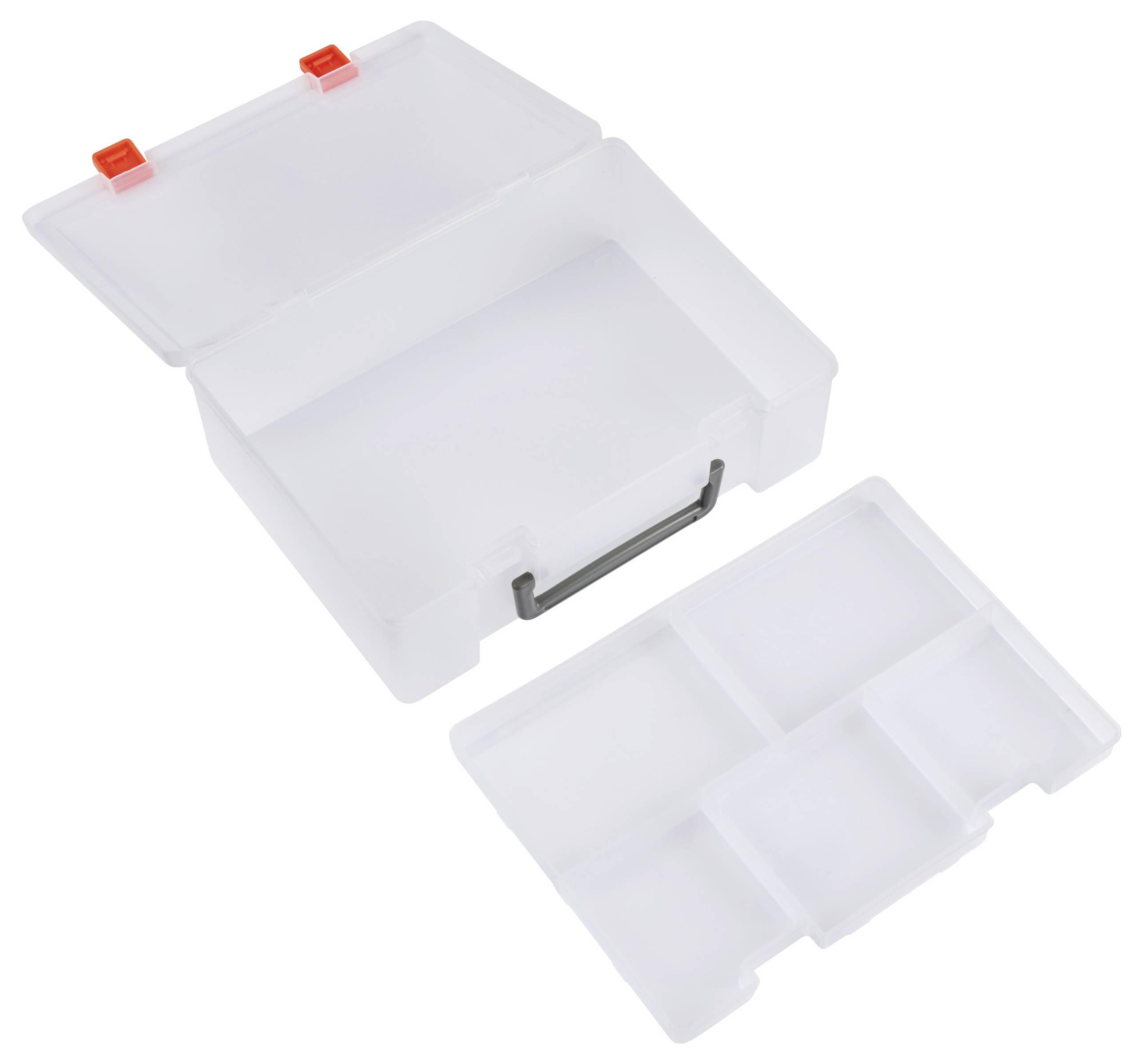 TRU COMPONENTS Sortimentskasten (L x B x H) 250 x 190 x 80mm Anzahl Fächer: 6 variable Unterteilung, inkl. Handgriff Inhalt 1St.