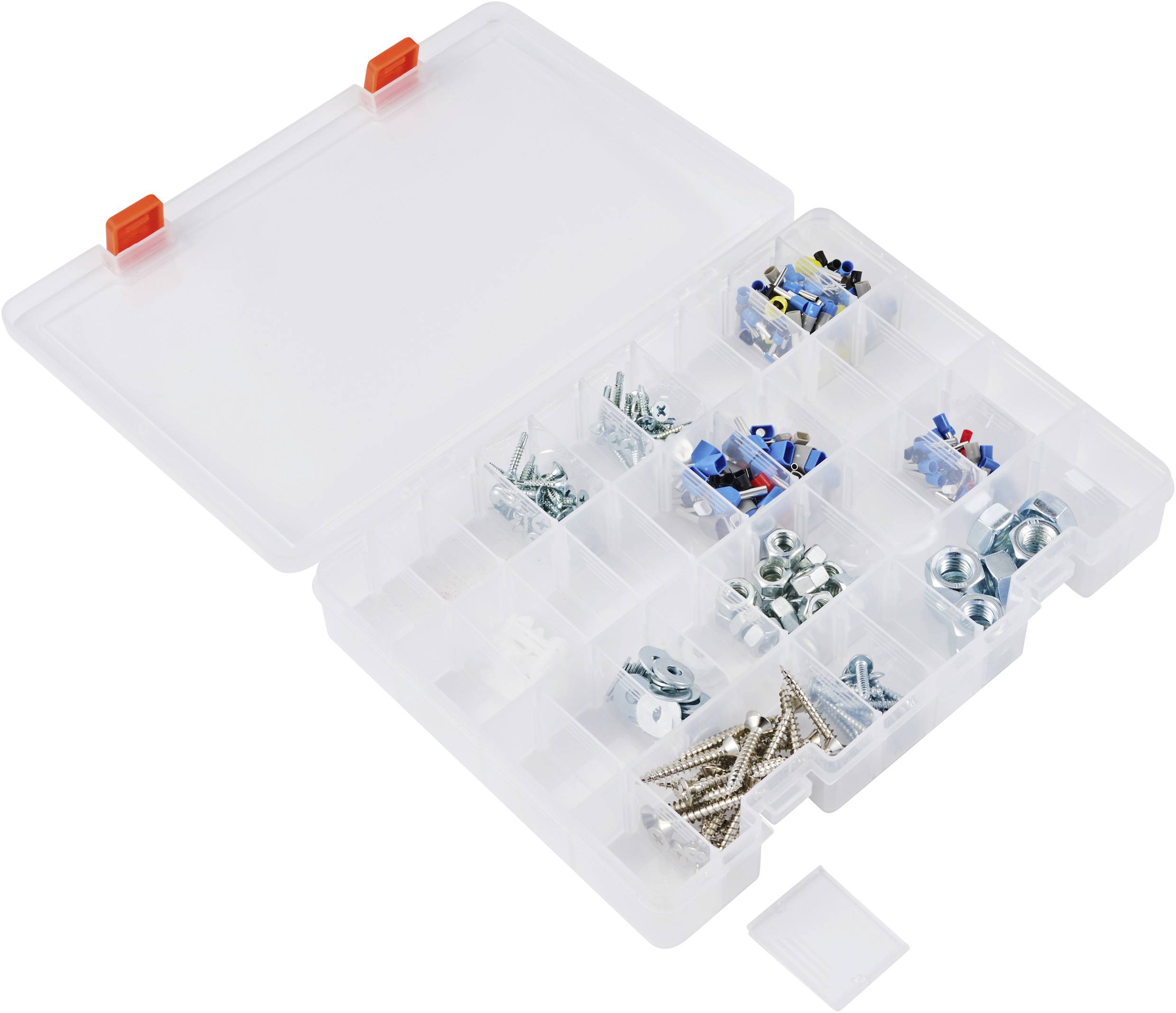 TRU COMPONENTS Sortimentskasten (L x B x H) 250 x 190 x 40mm Anzahl Fächer: 36 variable Unterteilung, inkl. Handgriff Inhalt 1St.