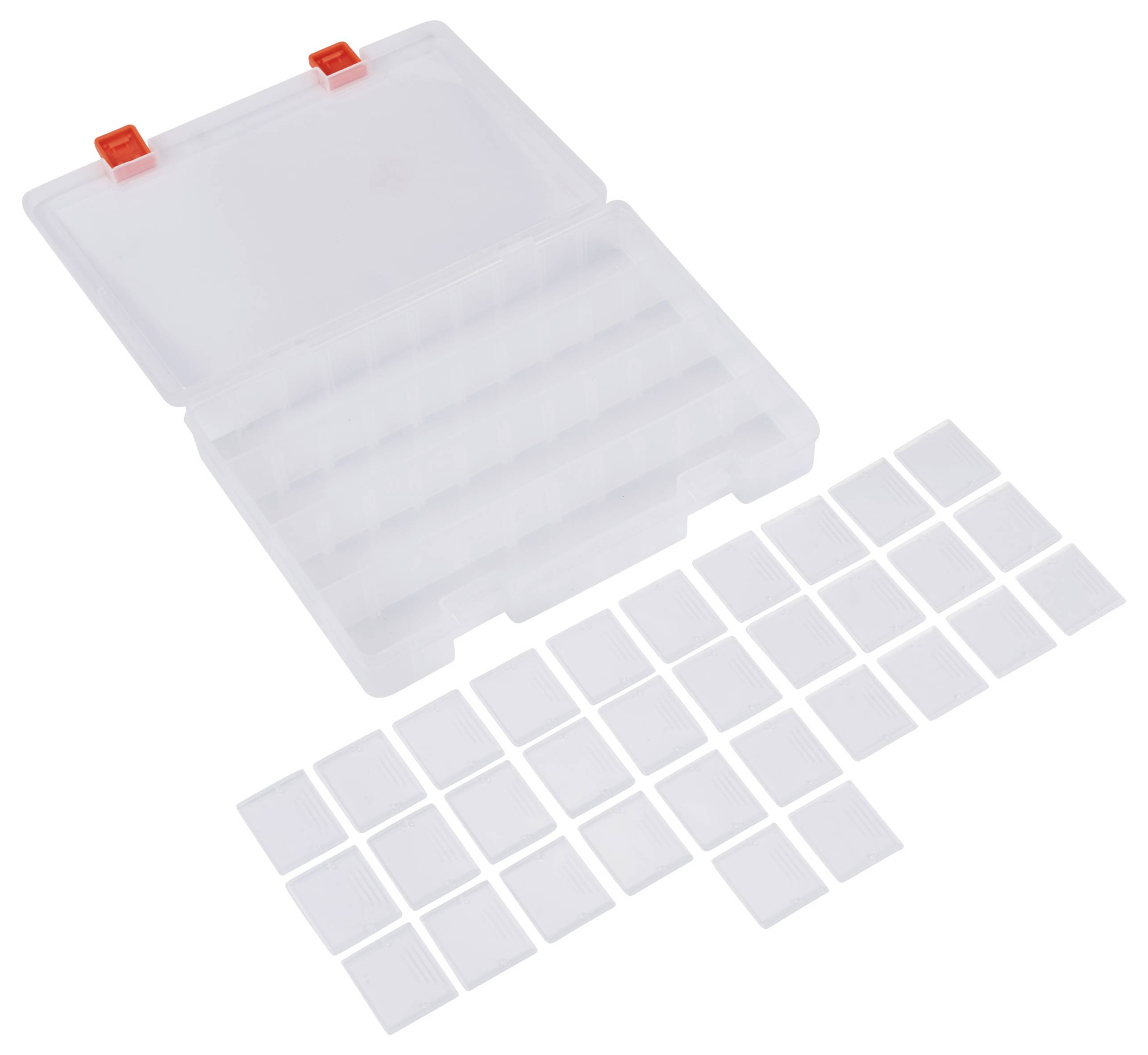 TRU COMPONENTS Sortimentskasten (L x B x H) 250 x 190 x 40mm Anzahl Fächer: 36 variable Unterteilung, inkl. Handgriff Inhalt 1St.