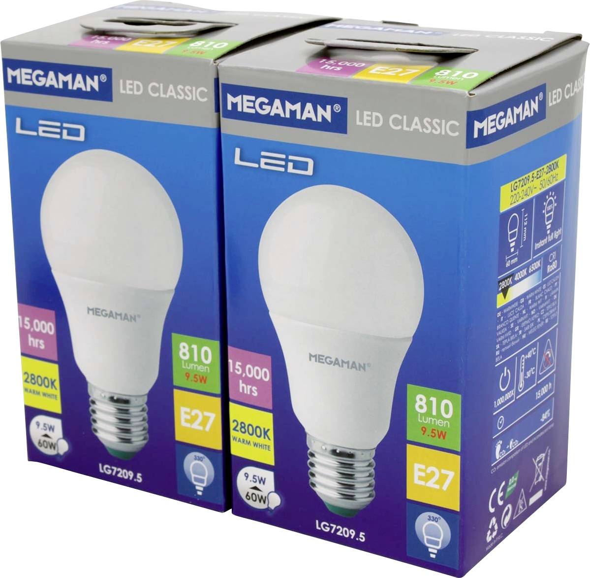 Megaman MM21945 LED EEK F (A - G) E27 Glühlampenform 2St.