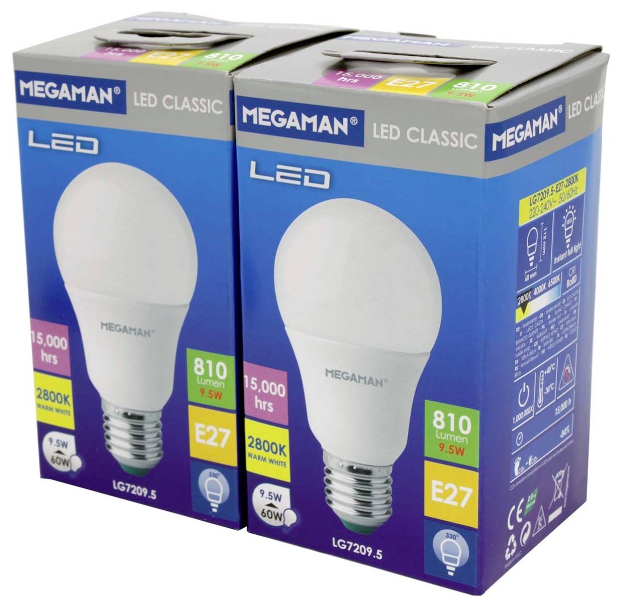 Megaman MM21945 LED EEK F (A - G) E27 Glühlampenform 2St.