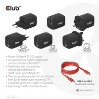 Club3D CAC-1913EU USB Ladegerät 65W 1x USB-A, 2x USB-C® USB PD 3.0, USB PD Schwarz Club3D CAC-1913EU USB Ladegerät 65W 1x USB-A, 2x USB-C® USB PD 3.0, USB PD Schwarz