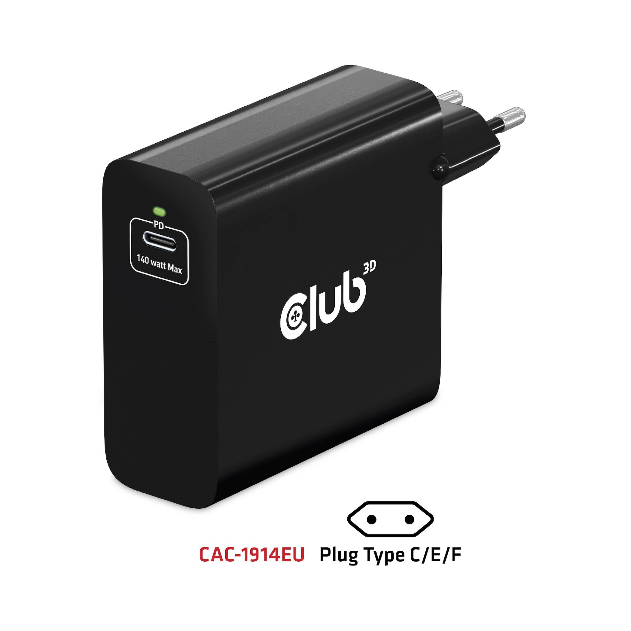 Club3D CAC-1914EU USB Ladegerät 140W 1x USB-C® USB PD 3.1, USB PD Schwarz GaN