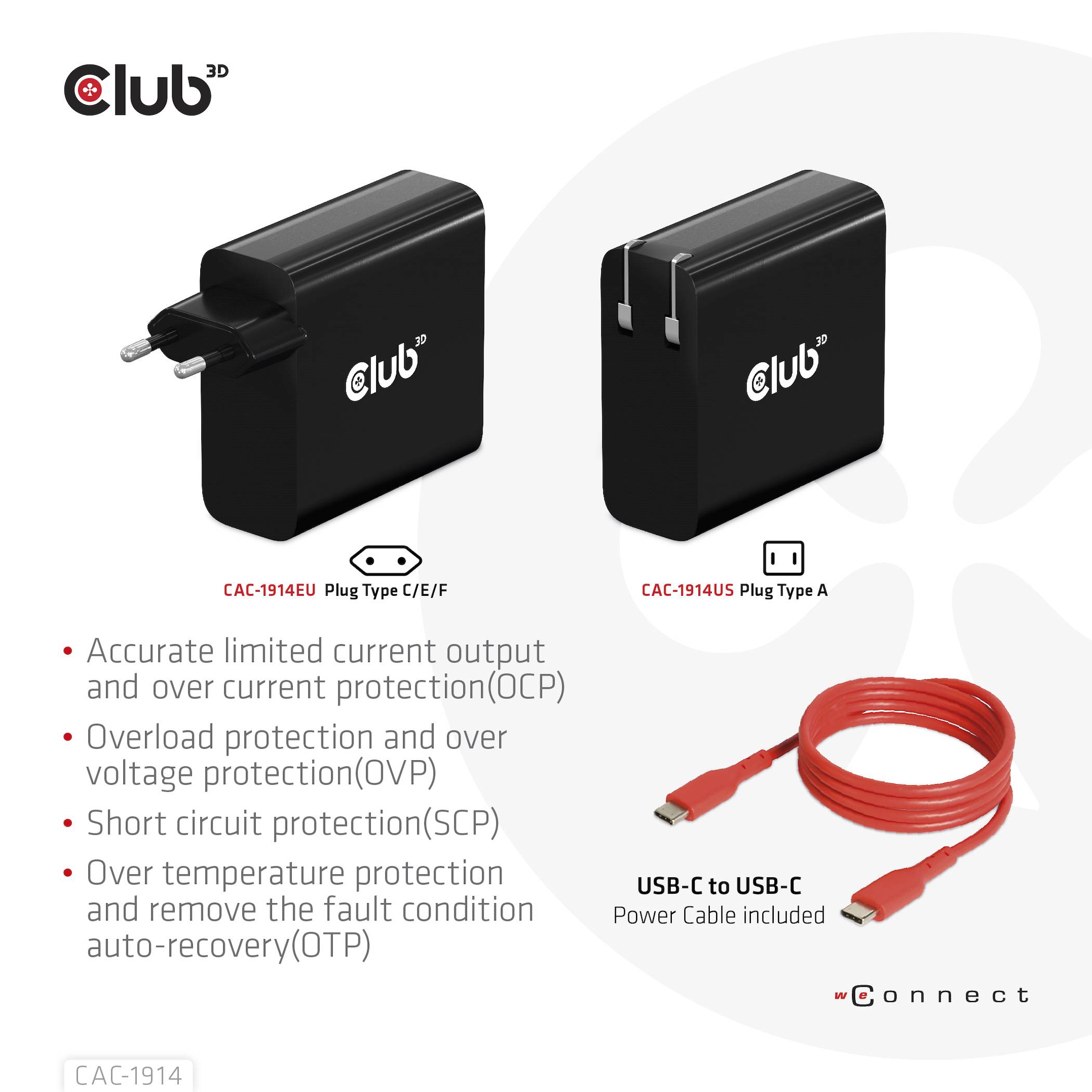 Club3D CAC-1914EU USB Ladegerät 140W 1x USB-C® USB PD 3.1, USB PD Schwarz GaN