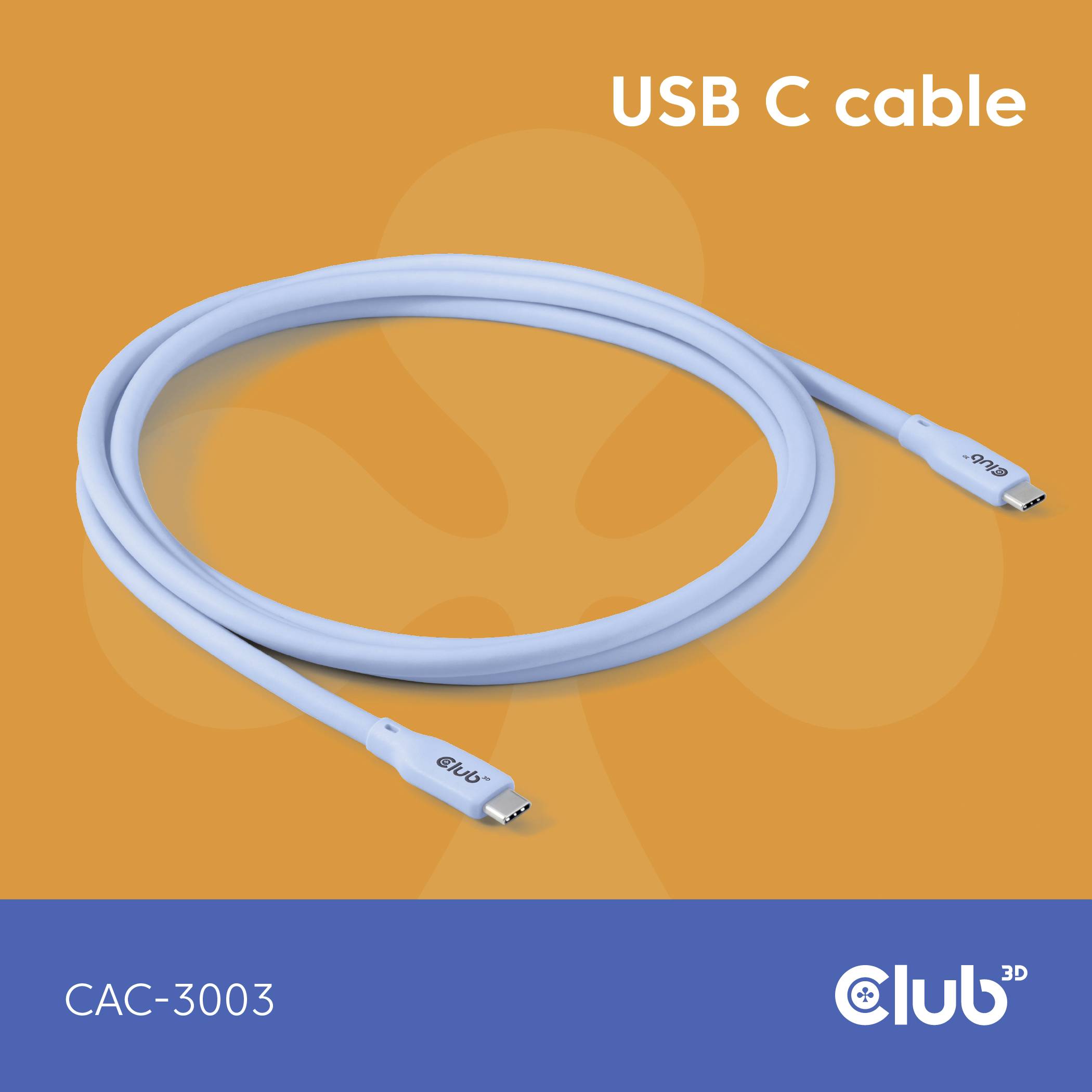 Club3D USB-C® Kabel USB-C® Stecker 2.00m Blau CAC-3003