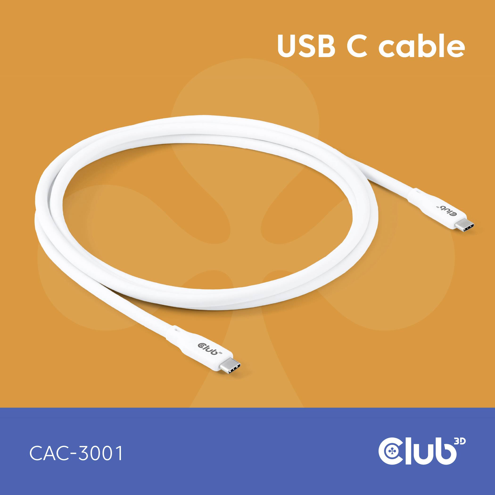 Club3D USB-C® Kabel USB-C® Stecker 2.00m Weiß CAC-3001