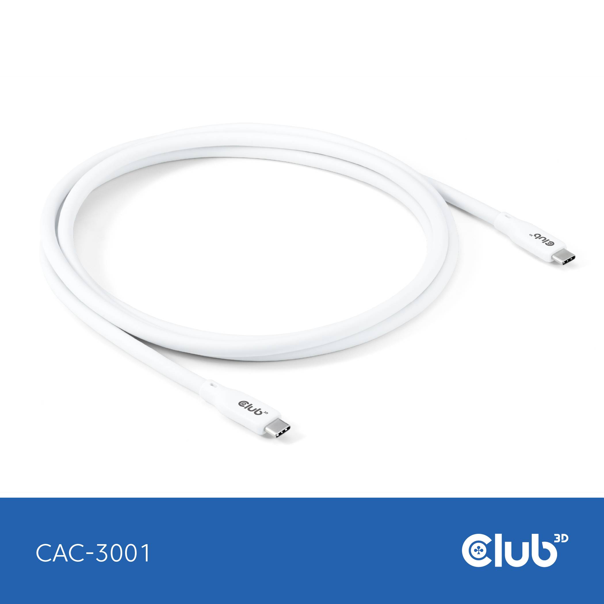 Club3D USB-C® Kabel USB-C® Stecker 2.00m Weiß CAC-3001