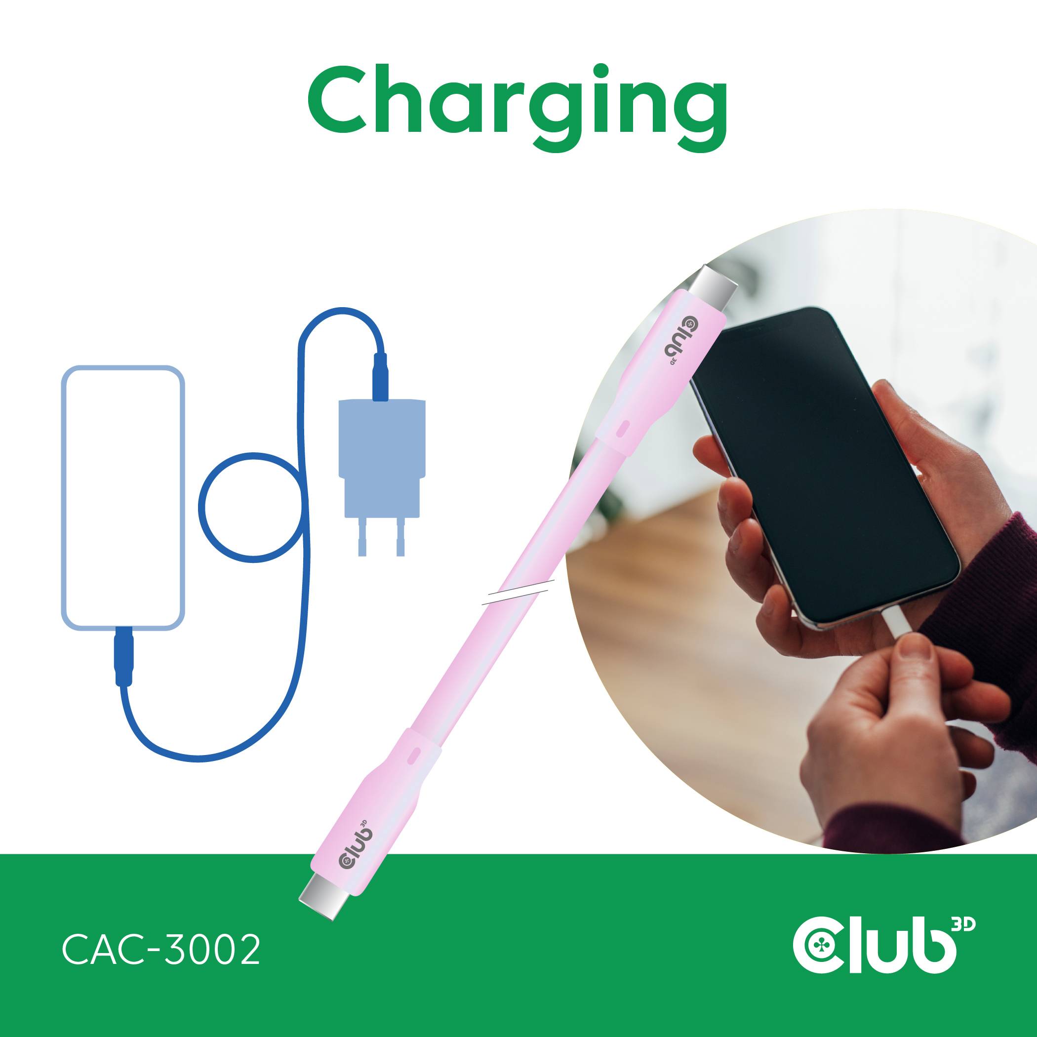 Club3D USB-C® Kabel USB-C® Stecker 2.00m Pink CAC-3002