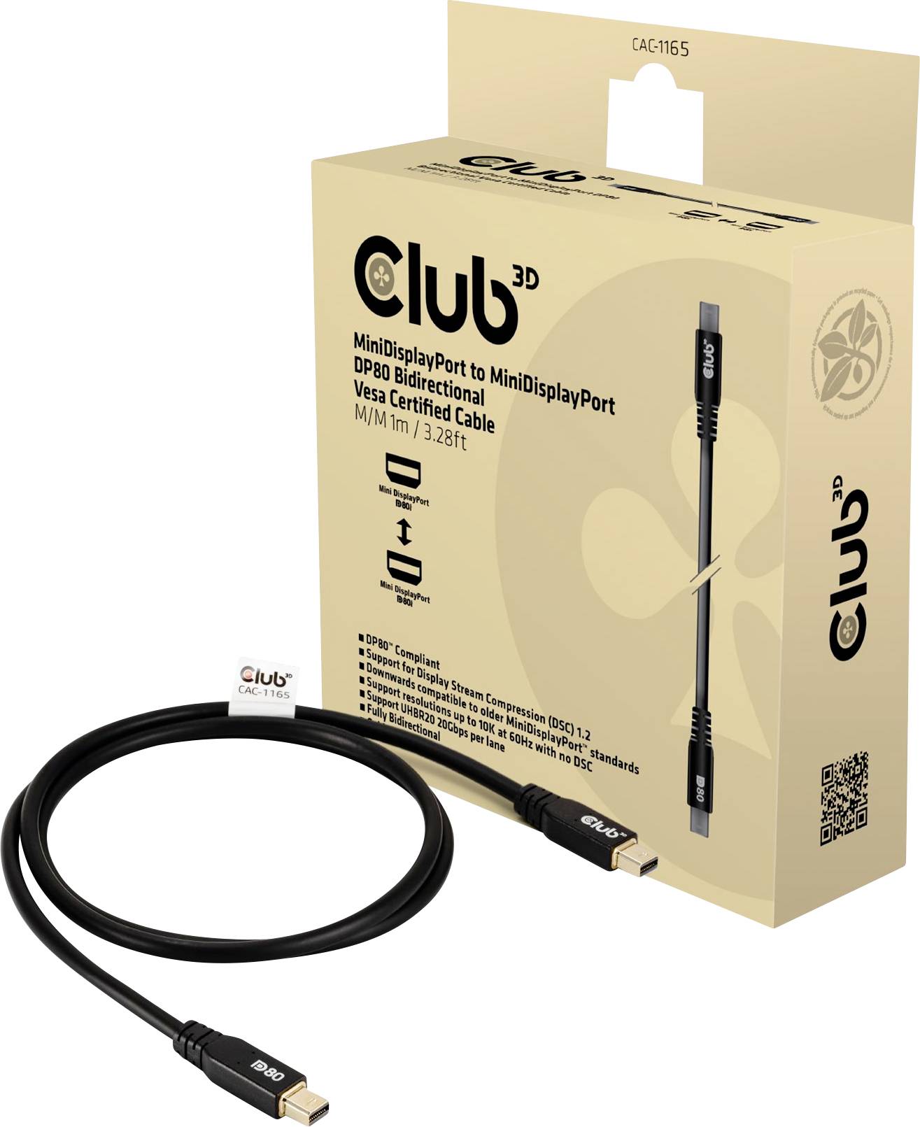 Club3D Anschlusskabel 1m Schwarz CAC-1165 DisplayPort-Kabel