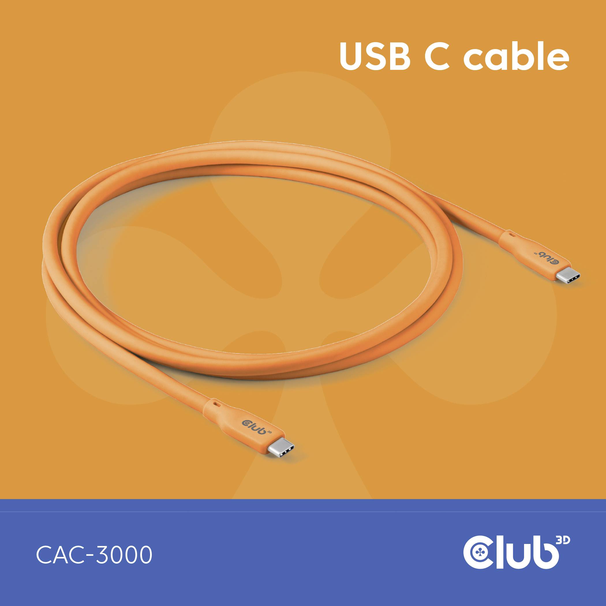 Club3D USB-C® Kabel USB-C® Stecker 2.00m Orange CAC-3000