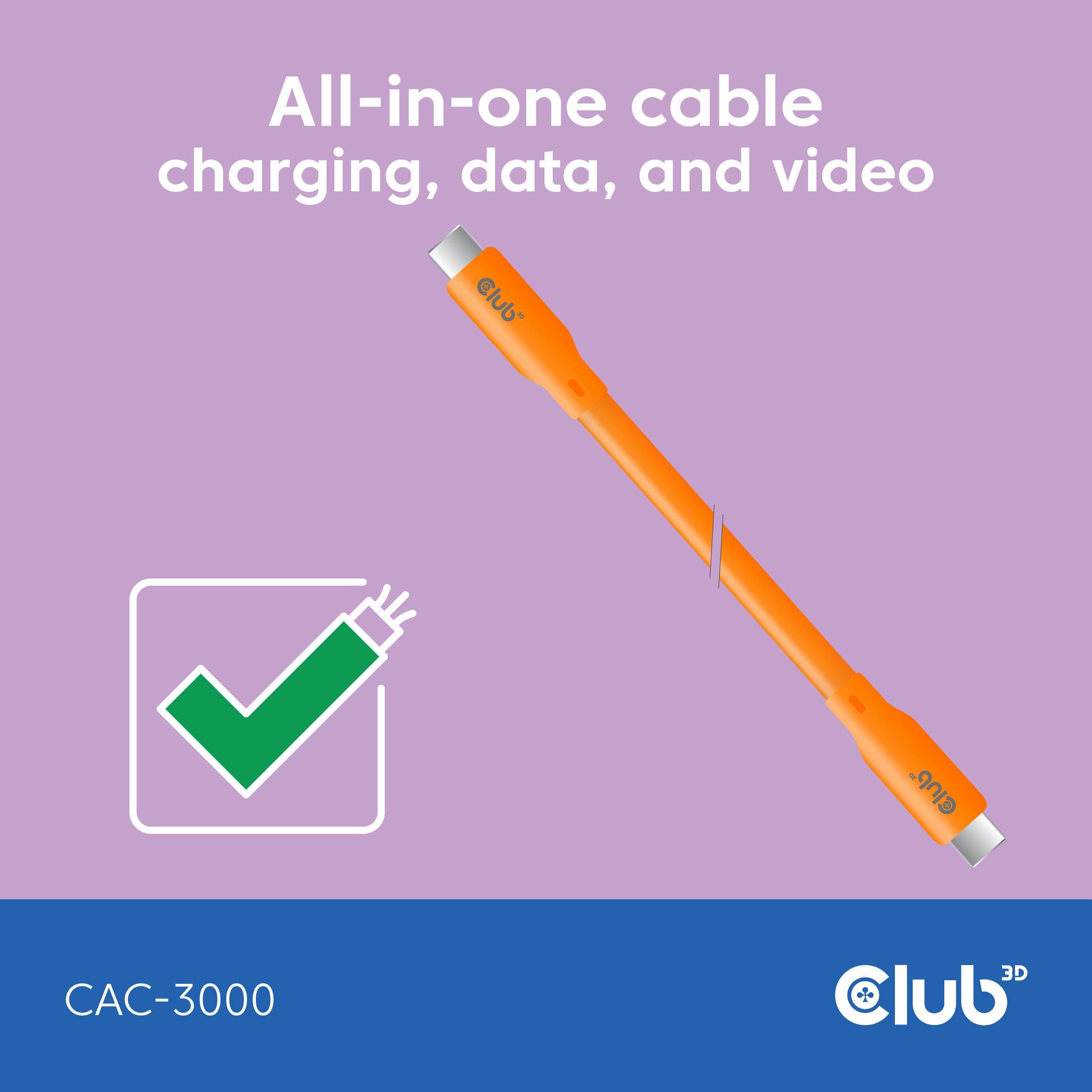 Club3D USB-C® Kabel USB-C® Stecker 2.00m Orange CAC-3000