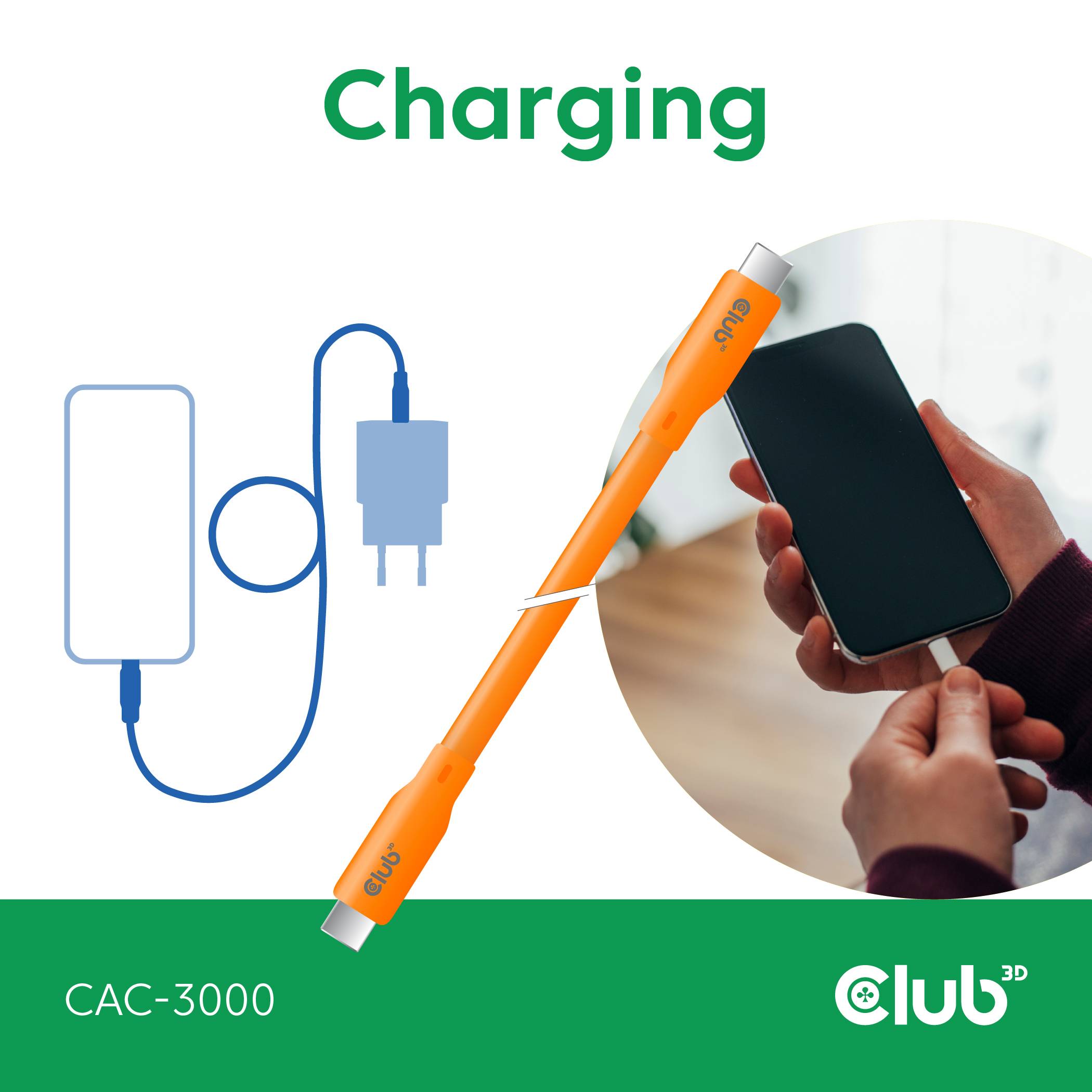 Club3D USB-C® Kabel USB-C® Stecker 2.00m Orange CAC-3000