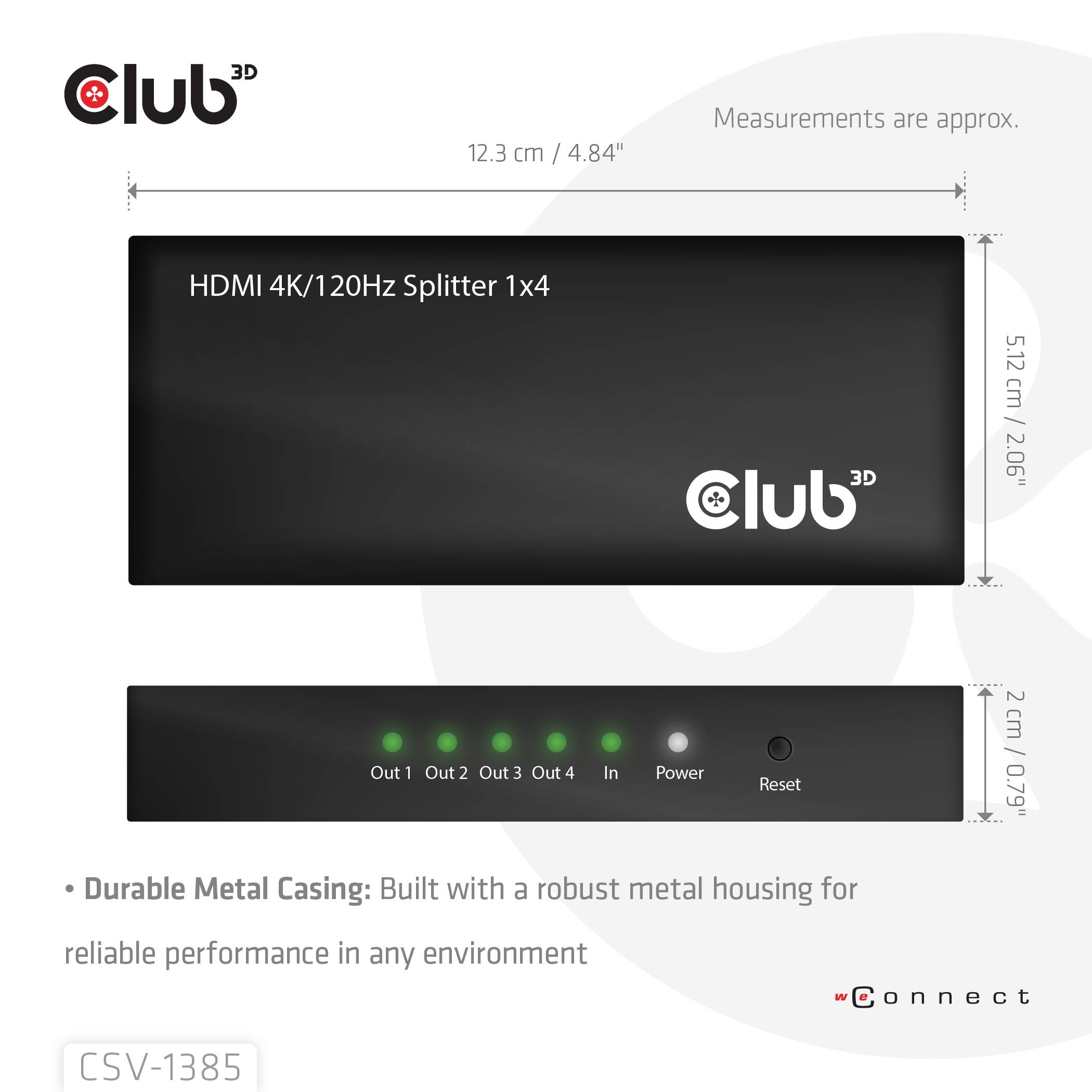 Club3D CSV-1385 HDMI Adapter [1x HDMI-Buchse - 4x HDMI-Buchse] Schwarz