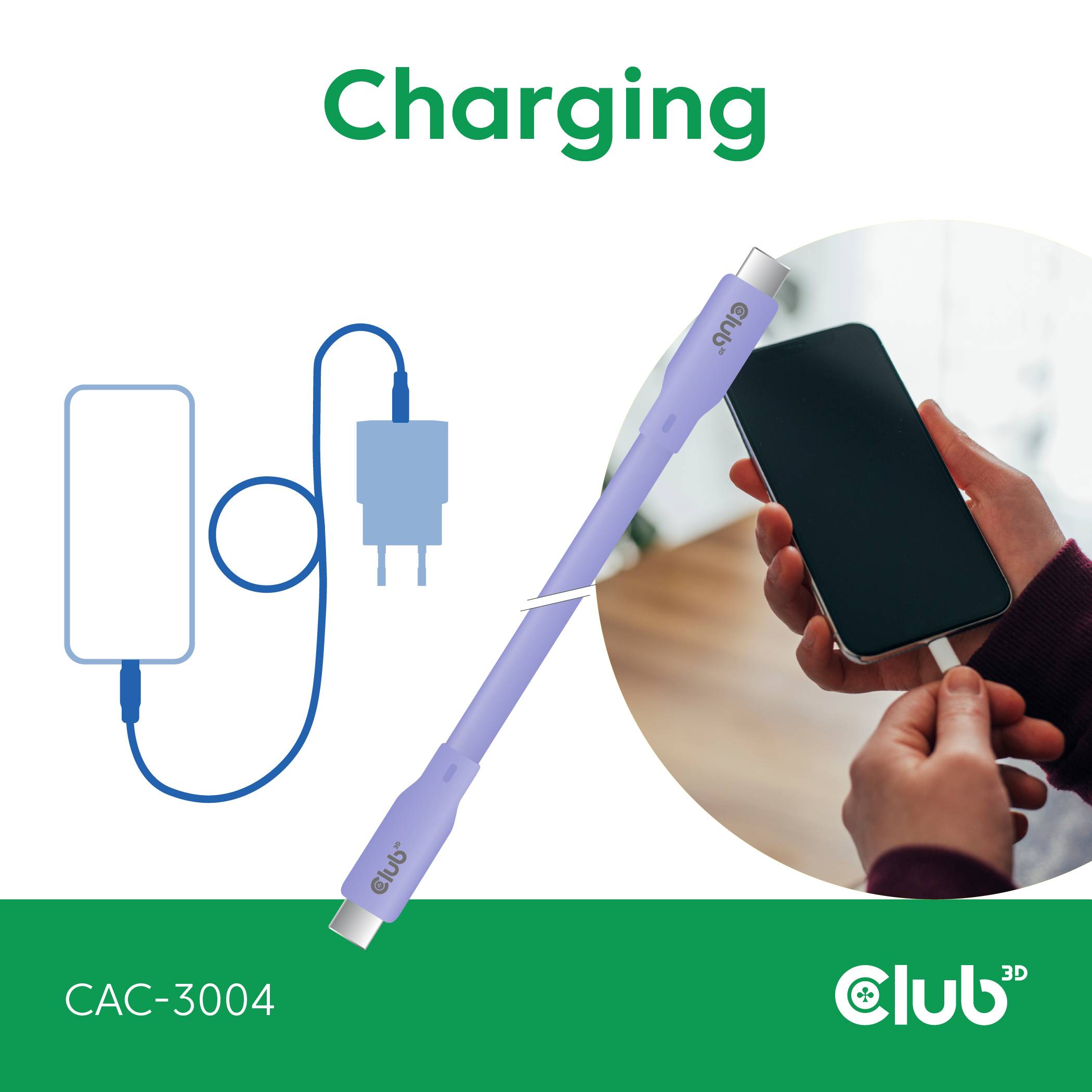 Club3D USB-C® Kabel USB-C® Stecker 2.00m Violett CAC-3004