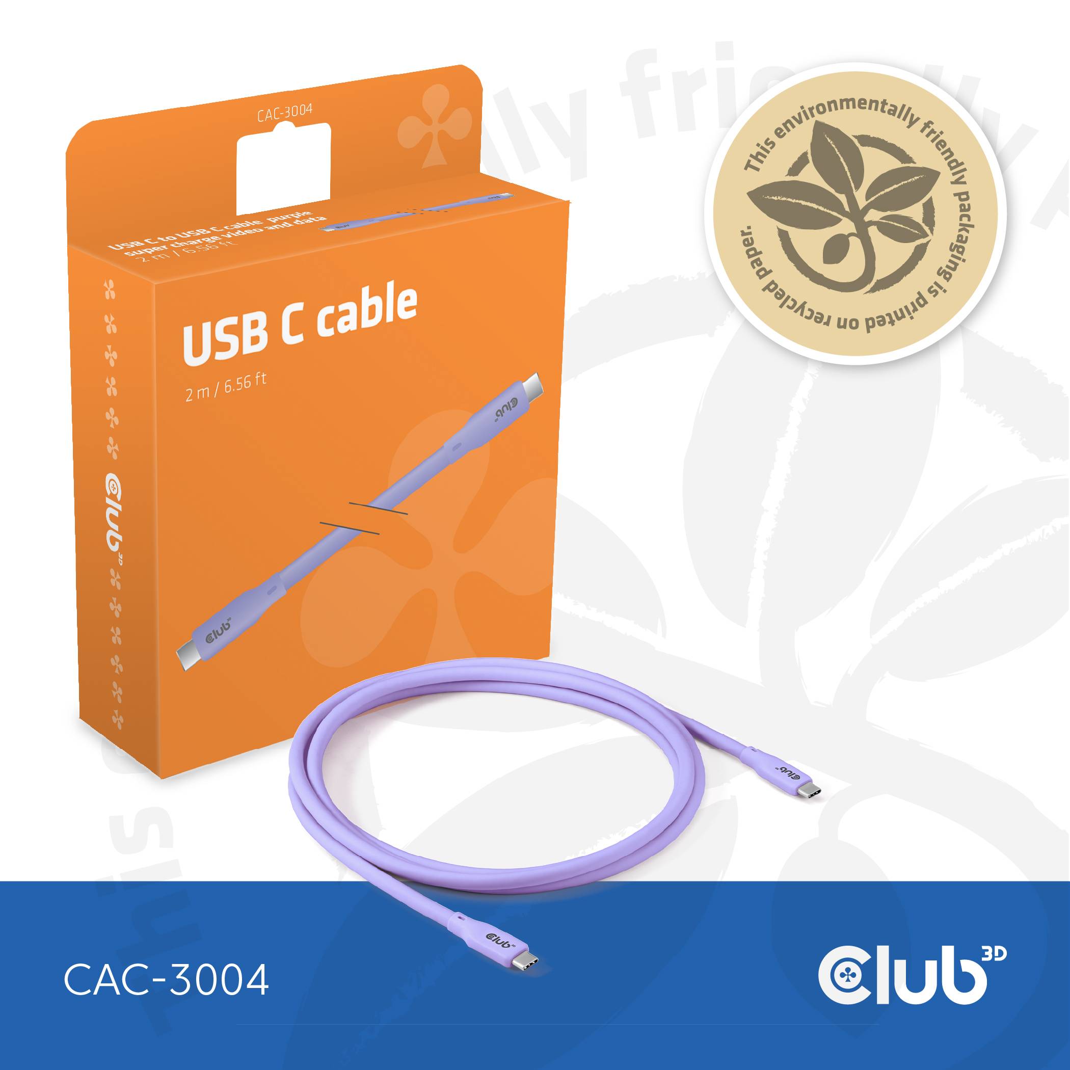 Club3D USB-C® Kabel USB-C® Stecker 2.00m Violett CAC-3004